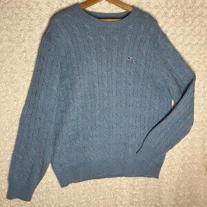Vineyard Vines Blue Cable‎ Knit Light Blue Long Sleeve Wool Sweater Size Large